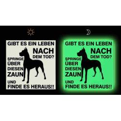 Phosphoreszierendes Schild « Vorsicht vor dem  Hund»