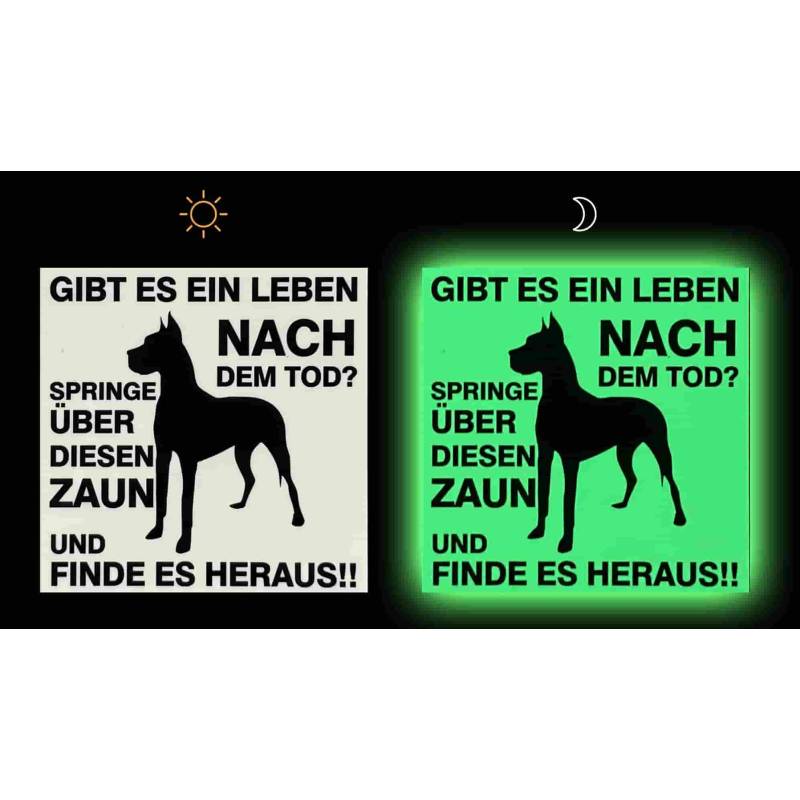 Phosphoreszierendes Schild « Vorsicht vor dem  Hund»