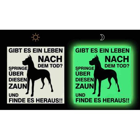 Phosphoreszierendes Schild « Vorsicht vor dem  Hund»