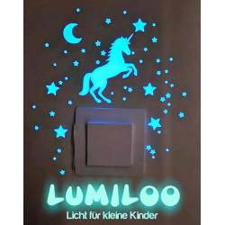 Phosphoreszierende LUMILOO-Sticker für Lichtschalter im Kinderzimmer