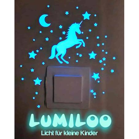 Phosphoreszierende LUMILOO-Sticker für Lichtschalter im Kinderzimmer