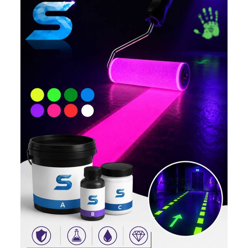 FLUORESZIERENDE ULTRAVIOLETTE EPOXY FARBE FÜR BÖDEN UND WÄNDE