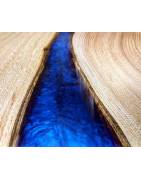Durchführen eines Fluss-tisch: Epoxy Harz, Pigmente und Farbstoff